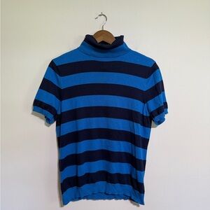 Like new Blue and navy Striped silk blend Turtleneck Shirt, large